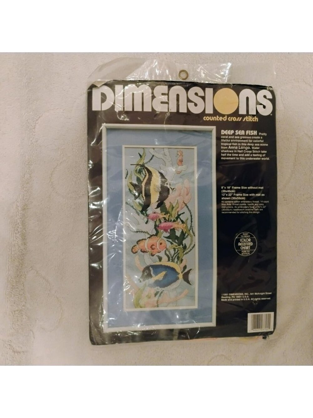 Deep Sea Fish Counted Cross Stitch Kit by Dimensions, Vintage 1991, Coastal Naut
